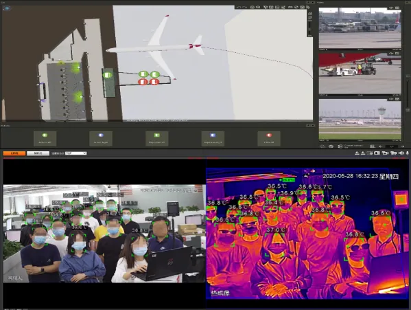 AIS3: apron vehicle and aircraft monitoring with camera feeds, facial recognition and thermal screening