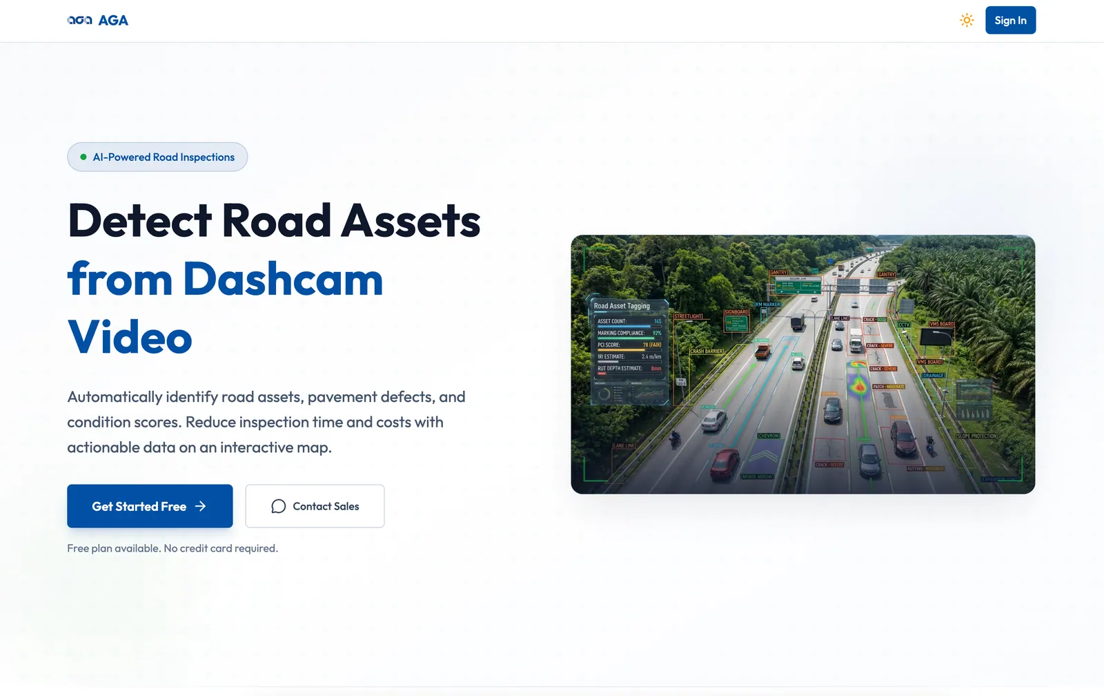RoadAsset landing page: detect road assets from dashcam video